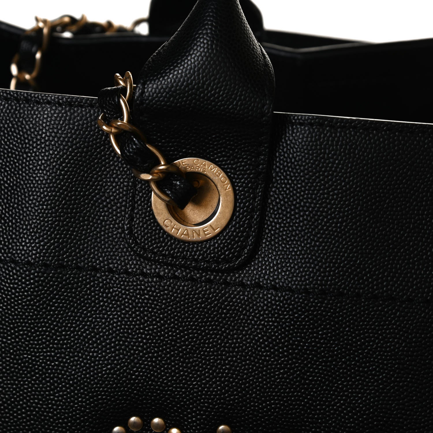 Chanel Caviar Medium Studded Deauville Tote Black 12 of 15
