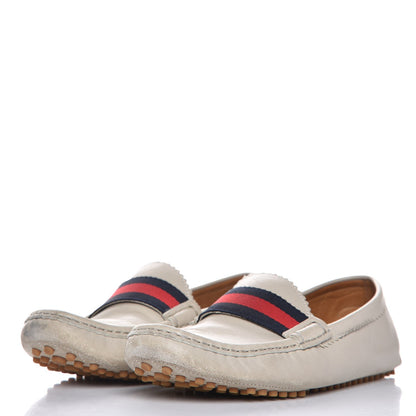 Gucci Calfskin Web Driver Loafers 38.5 Mystic White 3 of 18