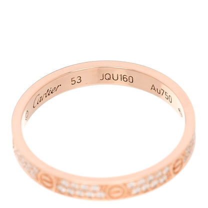 Cartier 18K Pink Gold Diamond 2.6mm LOVE Paved Band Ring 53 6.5 4 of 5