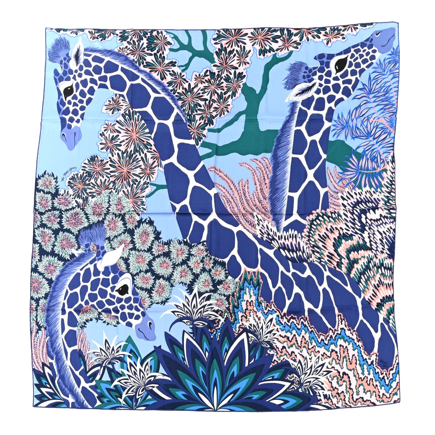 Hermes Cashmere Silk The Three Graces Shawl 140 Lavender Indigo Vert 1 of 5