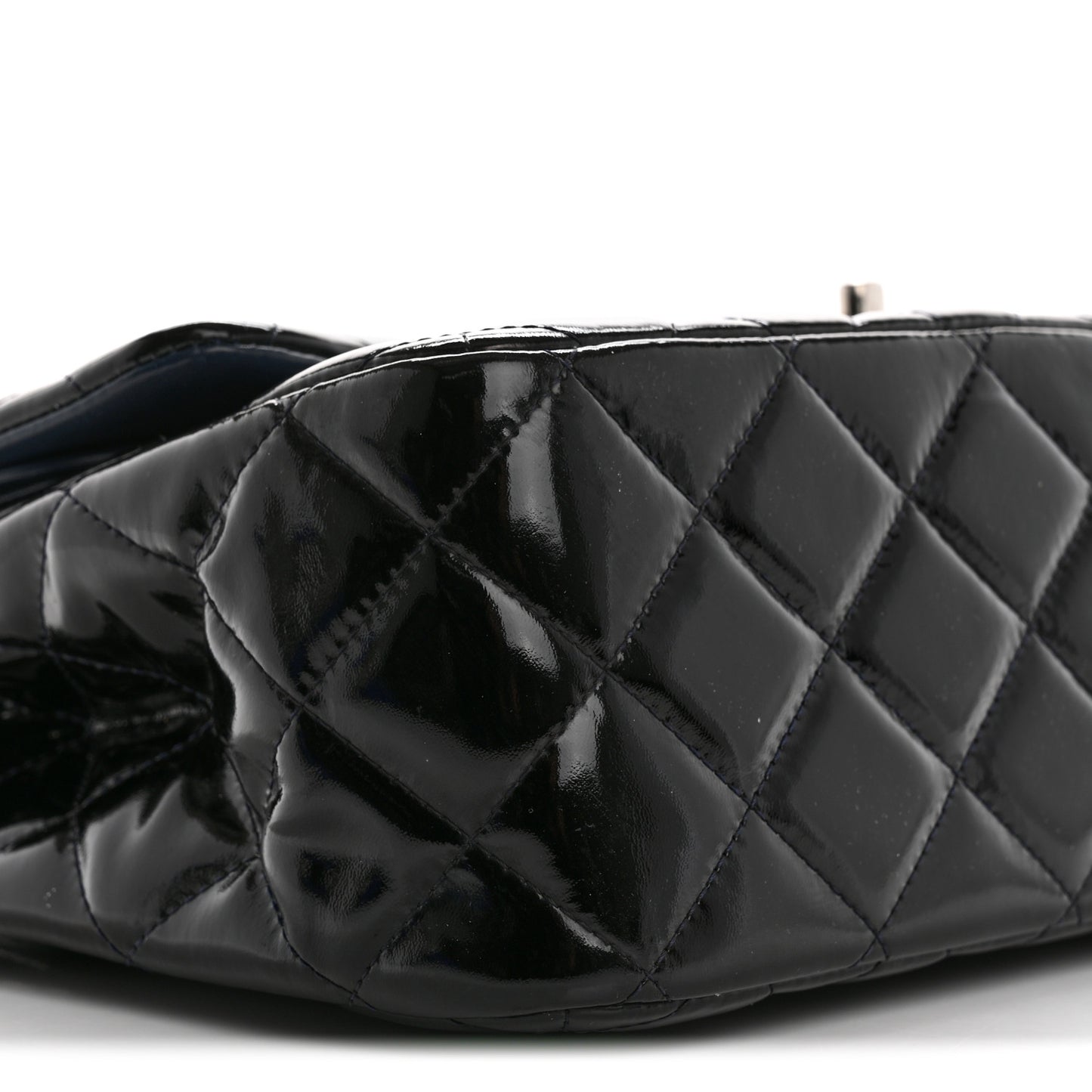 Patent Quilted Jumbo Double Flap Navy Blue