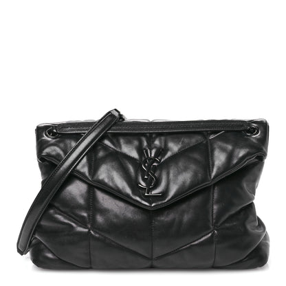 Saint Laurent Lambskin Quilted Monogram Monochrome Medium Loulou Puffer Chain Satchel Black 1 of 10