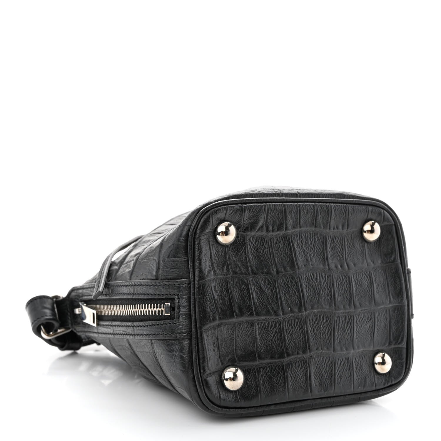 Saint Laurent Calfskin Crocodile Embossed Small Emmanuelle Bucket Bag Black 4 of 13