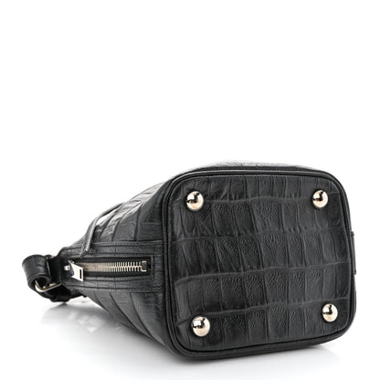 Saint Laurent Calfskin Crocodile Embossed Small Emmanuelle Bucket Bag Black 4 of 13