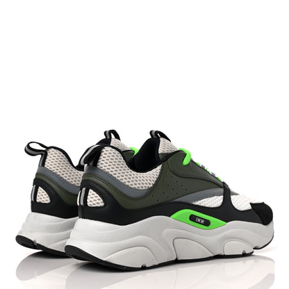 Christian Dior Technical Mesh Calfskin Mens B22 Sneakers 41 Olive Green Black Grey White 4 of 7