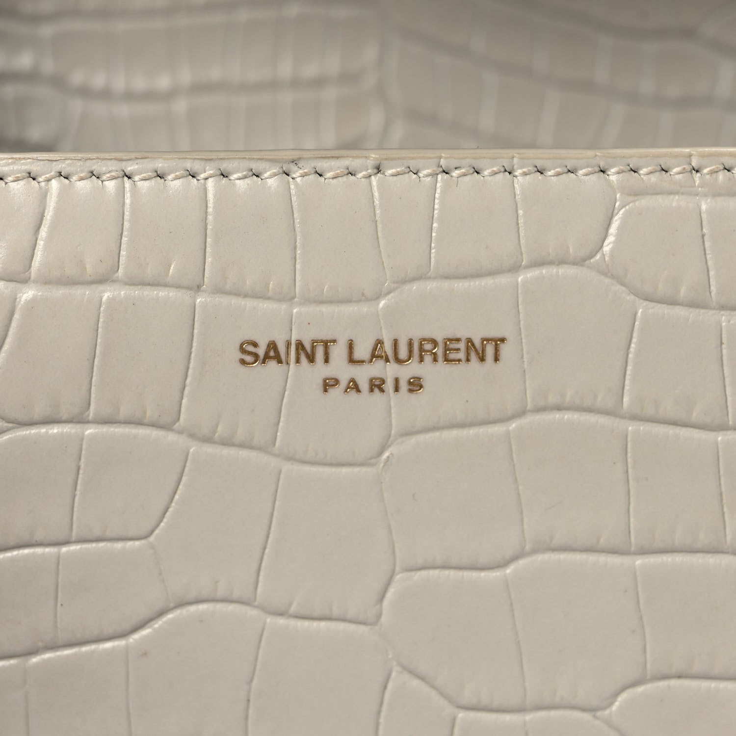 Saint Laurent Crocodile Embossed Mini Classic Monogram Cassandra Top Handle Crema Soft 7 of 12
