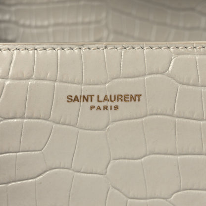 Saint Laurent Crocodile Embossed Mini Classic Monogram Cassandra Top Handle Crema Soft 7 of 12