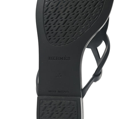 Hermes Rubber Womens Egerie Sandals 36 Black 6 of 9