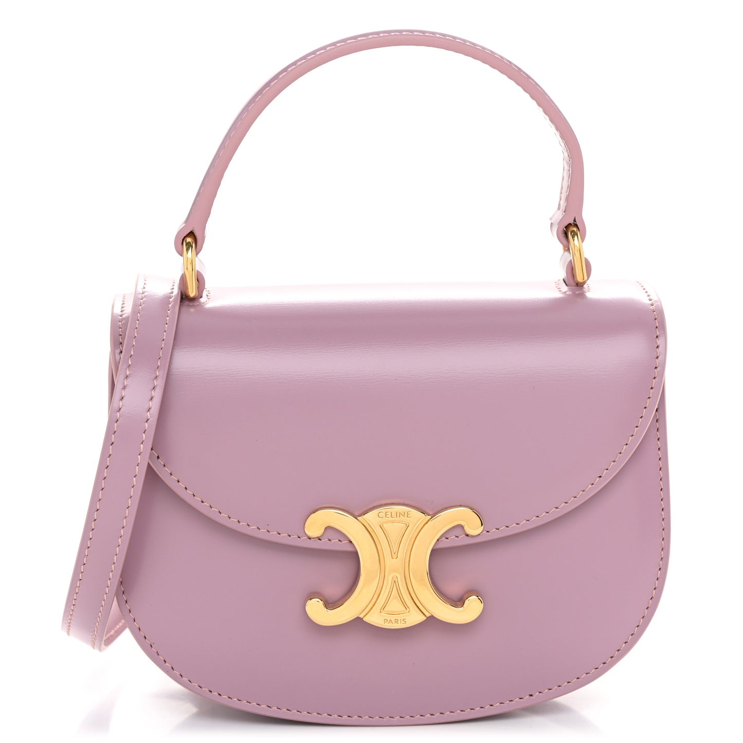 Shiny Calfskin Triomphe Mini Besace Clea Petal