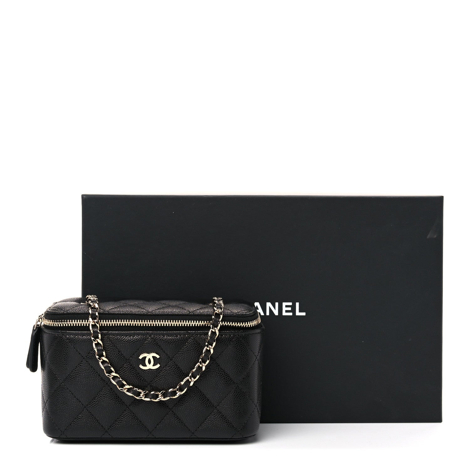 Chanel Caviar Quilted Small Vanity Case With Chain Black 10 of 10