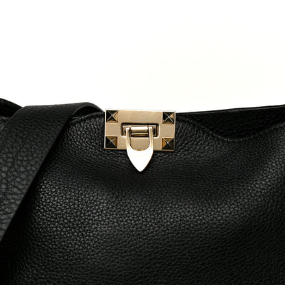 Valentino Garavani Pebbled Calfskin Small Rockstud Flip-Lock Messenger Bag Black 8 of 12
