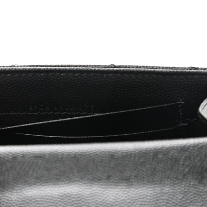 Saint Laurent Grain De Poudre Matelasse Chevron Monogram Card Case Black 7 of 7