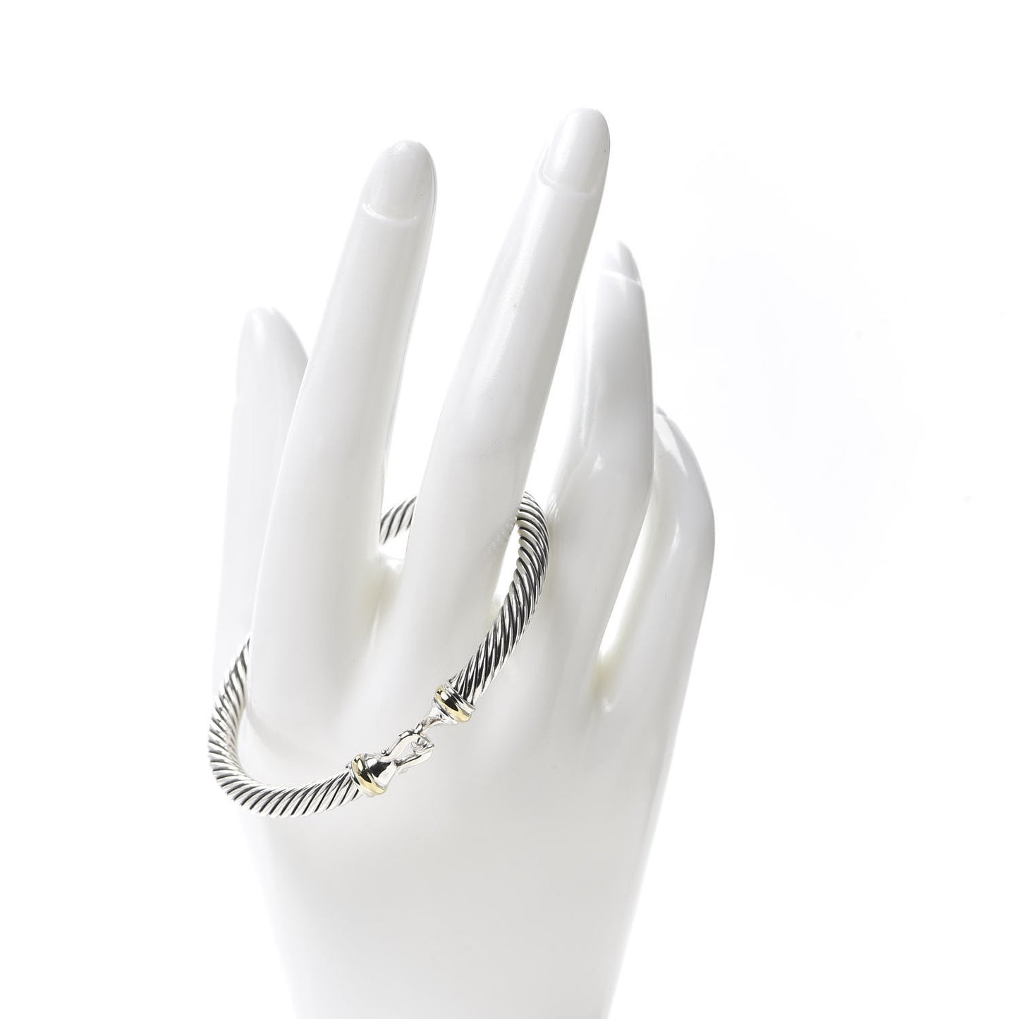 Sterling Silver 18K Yellow Gold 5mm Cable Classic Buckle Bracelet