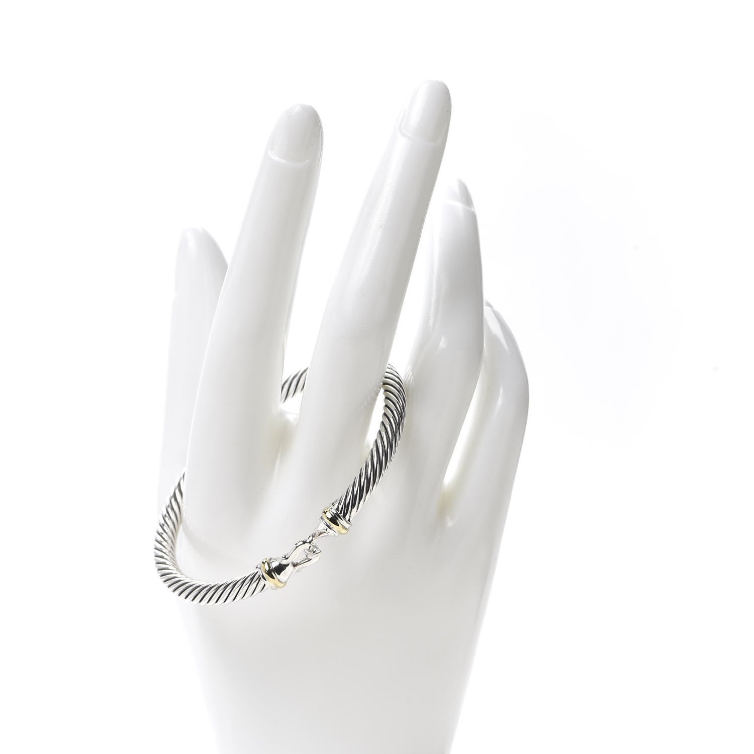 David Yurman Sterling Silver 18K Yellow Gold 5mm Cable Classic Buckle Bracelet 2 of 4