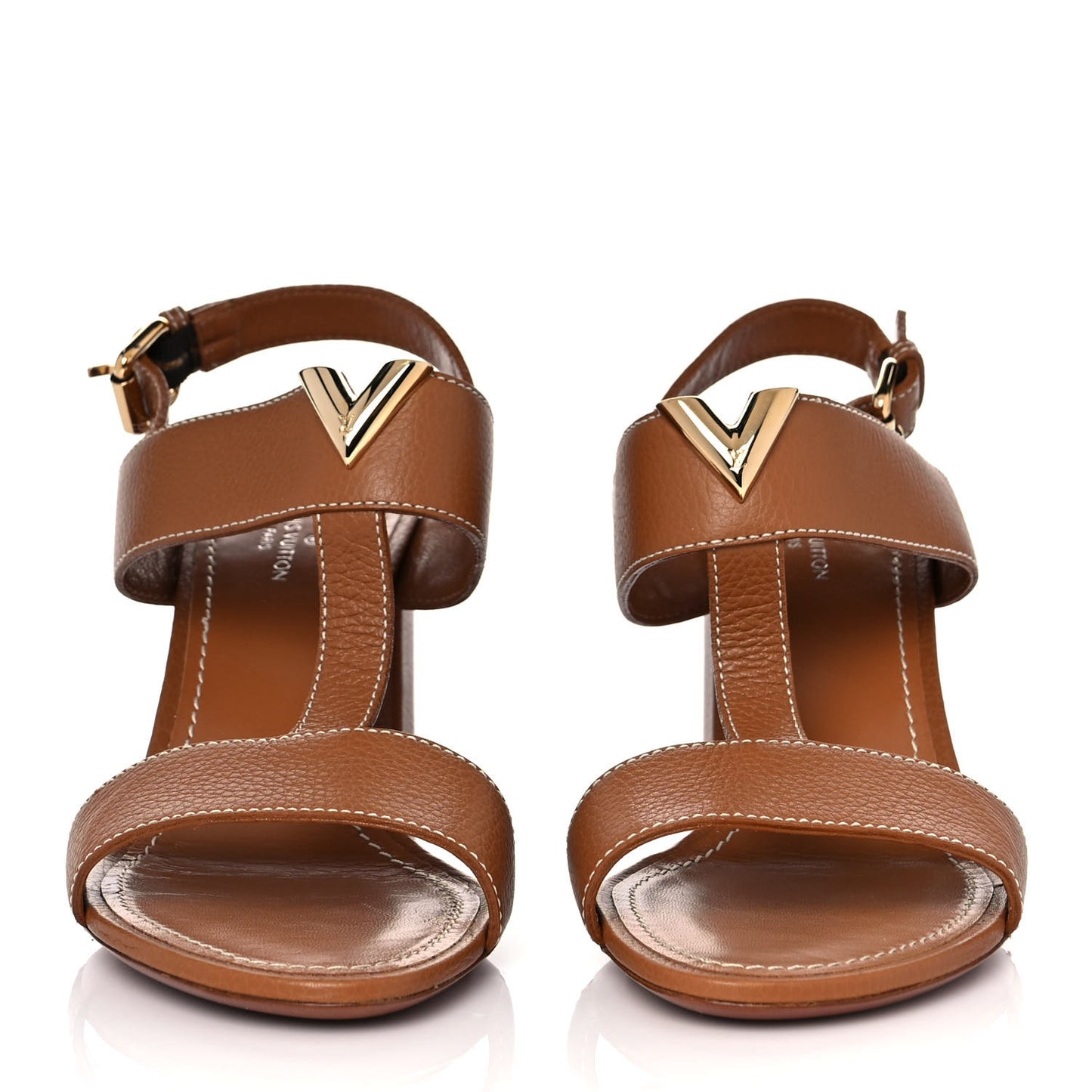Grained Calfskin New Wave Sandals 37 Brown