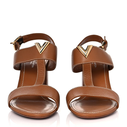 Louis Vuitton Grained Calfskin New Wave Sandals 37 Brown 2 of 9