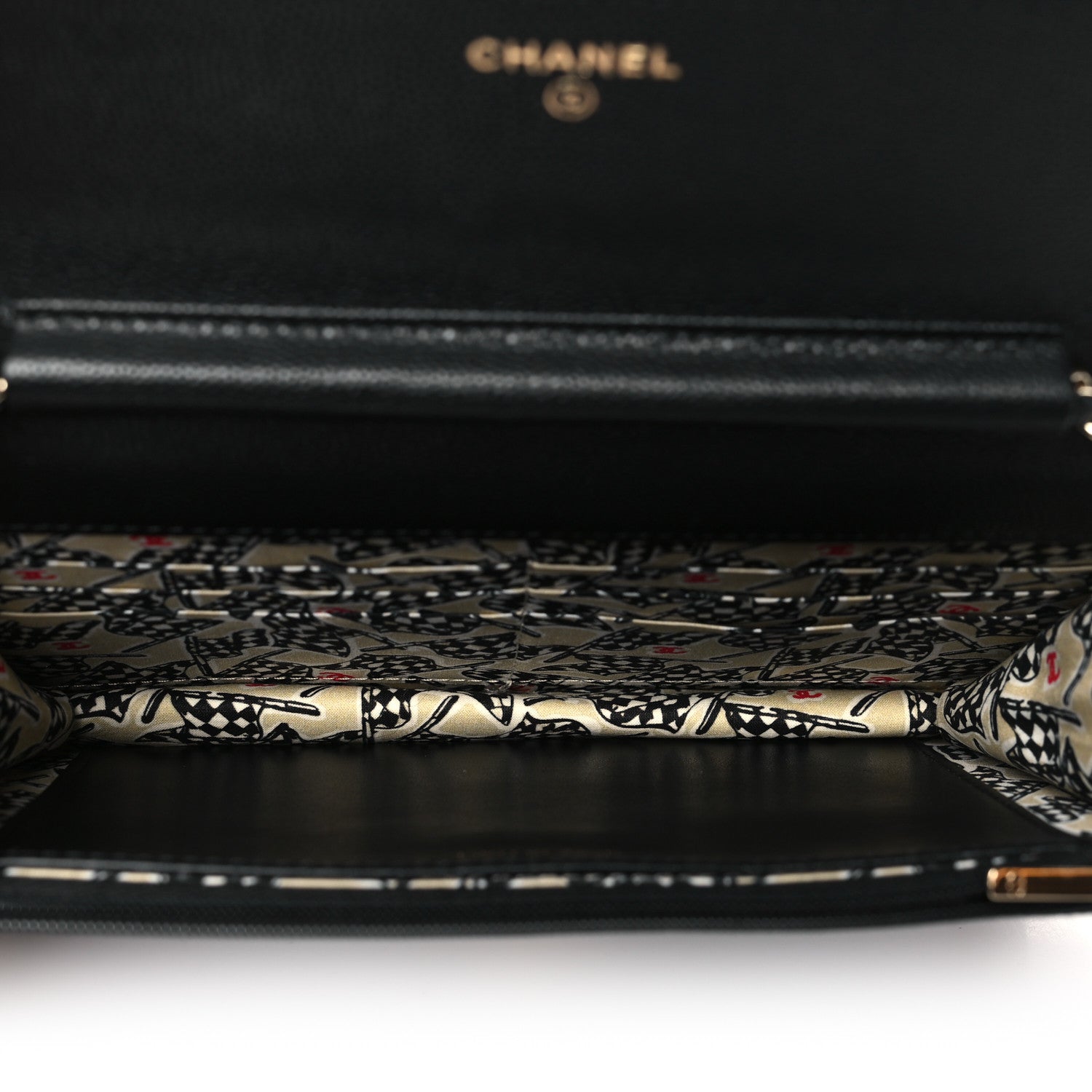 Chanel Caviar Quilted Striated CC Wallet On Chain WOC Black 5 of 11
