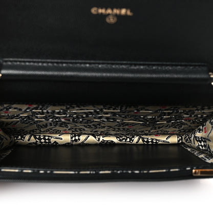 Chanel Caviar Quilted Striated CC Wallet On Chain WOC Black 5 of 11