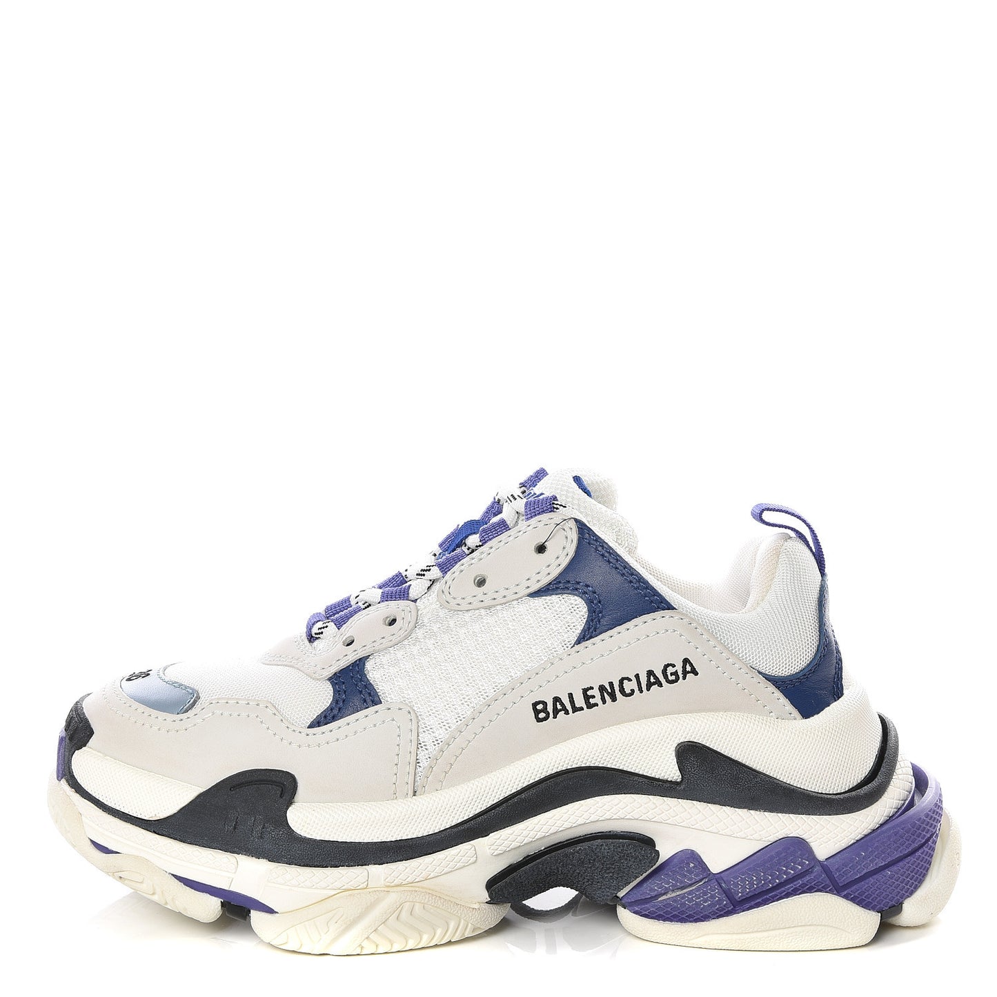Mesh Nubuck Womens Triple S Sneakers 36 White Bleu Violet