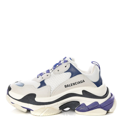 Balenciaga Mesh Nubuck Womens Triple S Sneakers 36 White Bleu Violet 1 of 10