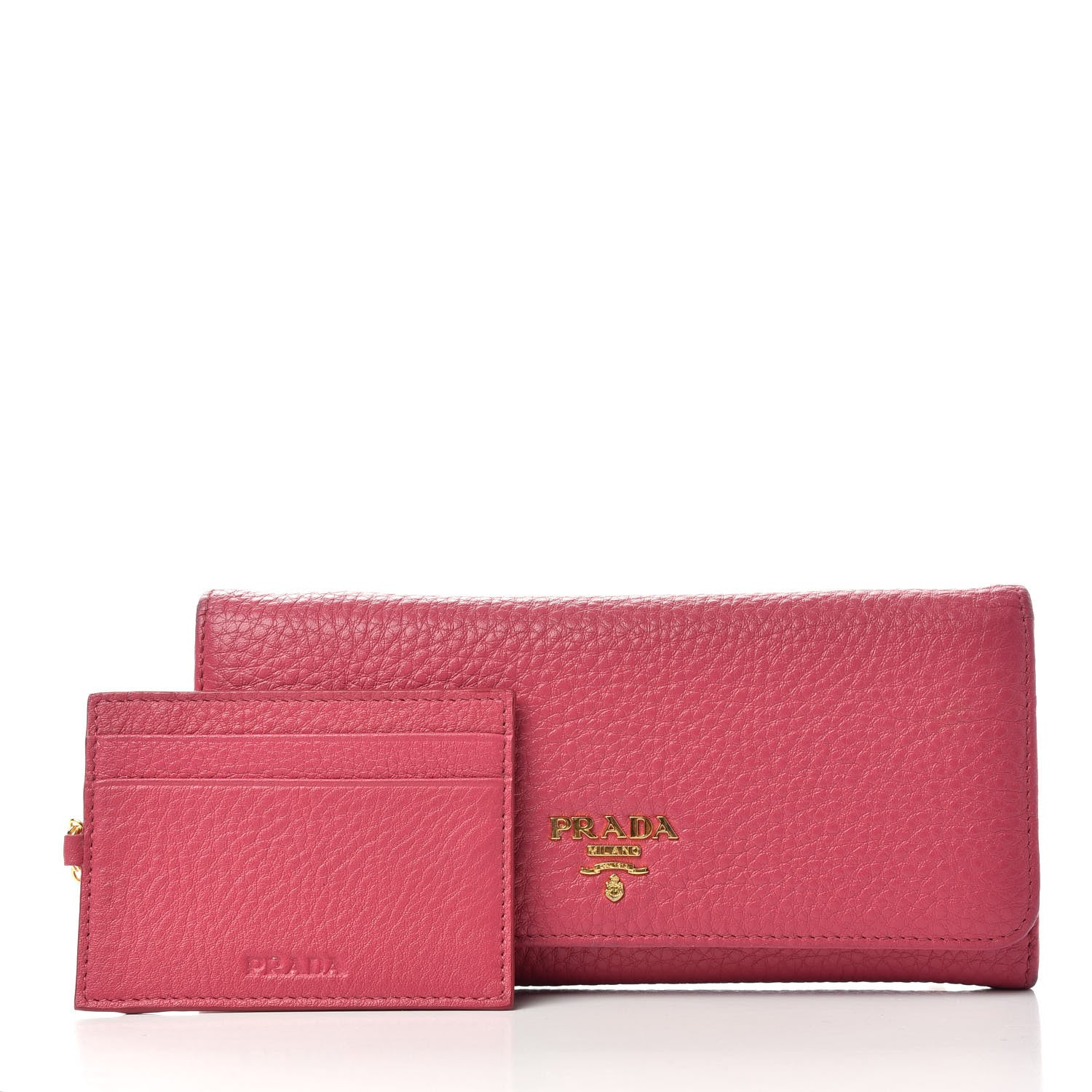 Prada Vitello Grain Continental Flap Travel Wallet Peonia 3 of 7