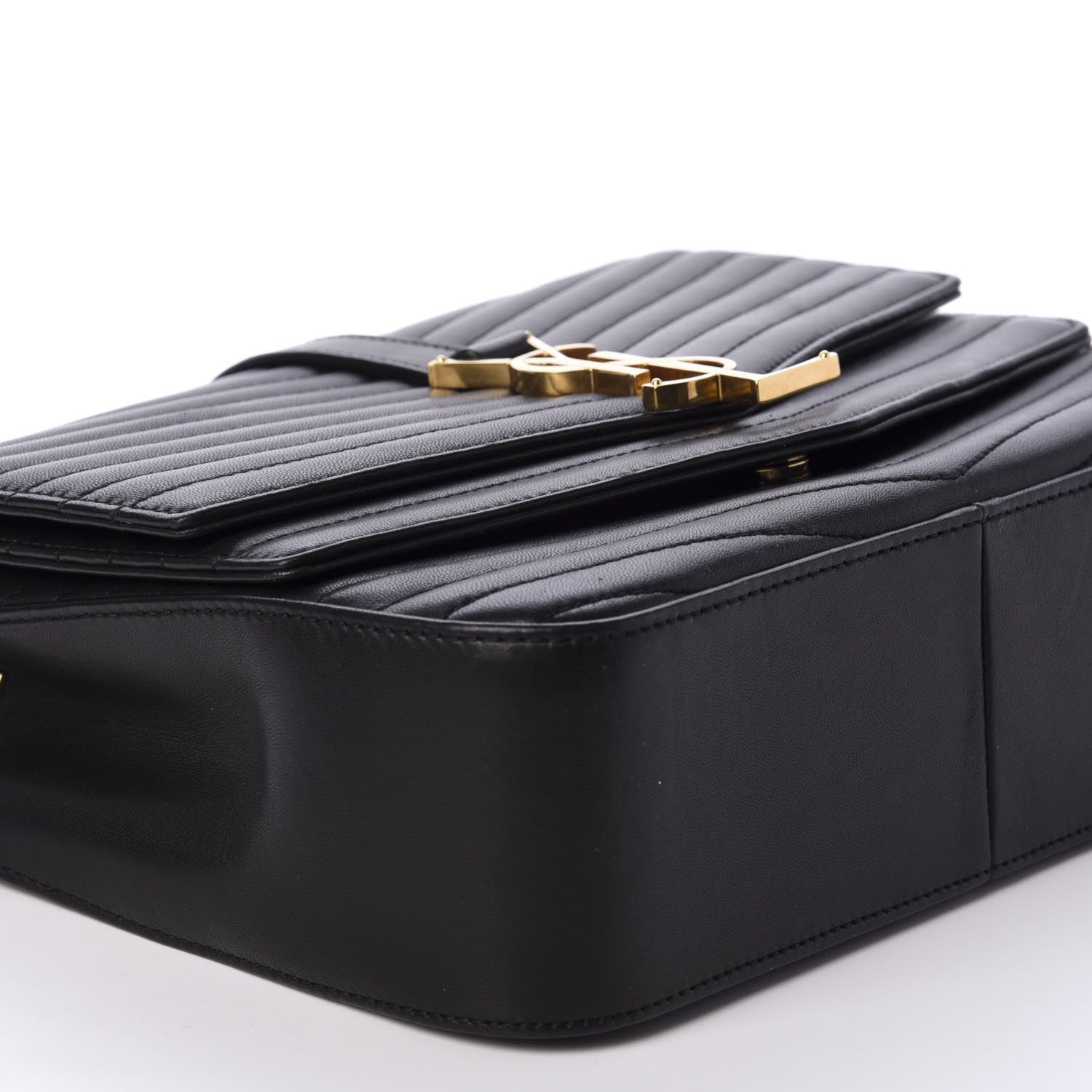 Saint Laurent Lambskin Matelasse Chevron Monogram Medium Sulpice Bag Black 6 of 12