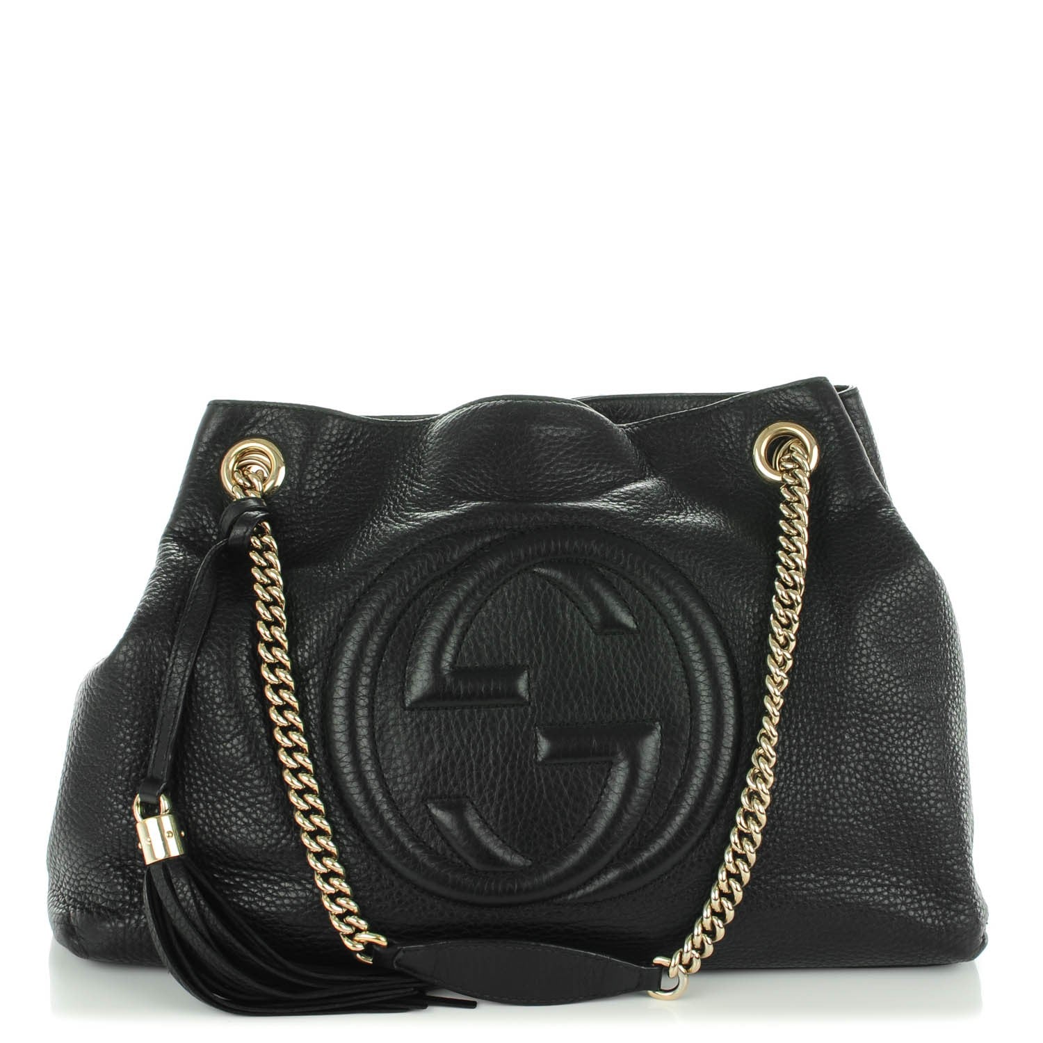 Gucci Pebbled Calfskin Medium Soho Chain Shoulder Bag Black 1 of 7
