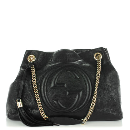 Gucci Pebbled Calfskin Medium Soho Chain Shoulder Bag Black 1 of 7
