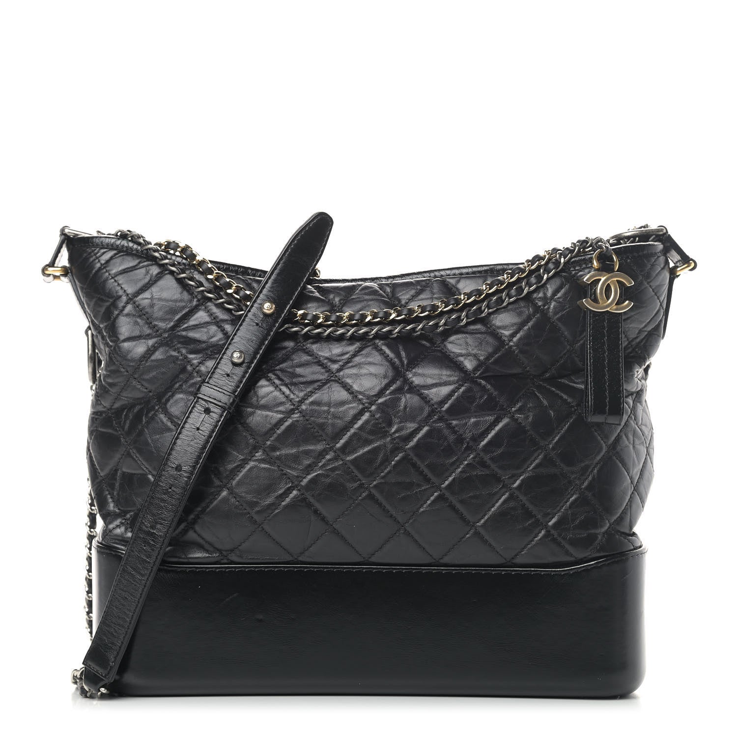 Chanel Aged Calfskin Quilted Large Gabrielle Hobo Black 1 of 7