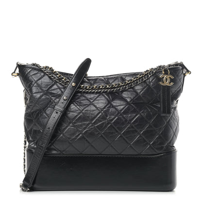 Chanel Aged Calfskin Quilted Large Gabrielle Hobo Black 1 of 7
