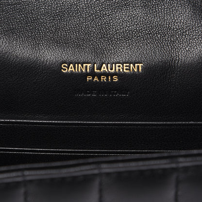 Saint Laurent Lambskin Matelasse Monogram Vicky Tri-Fold Wallet Black 6 of 7