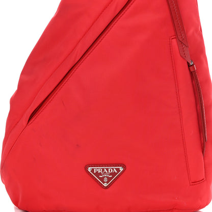 Prada Re-Nylon Vitello Metal Triangle Logo Sling Backpack Rosso 9 of 15