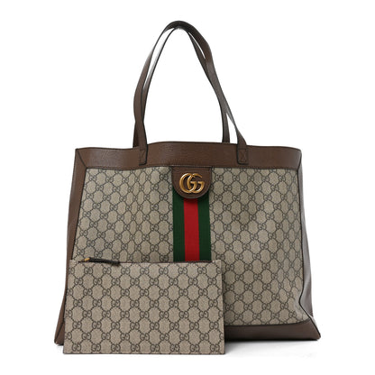 Gucci GG Supreme Monogram Web Ophidia Tote Brown 3 of 12
