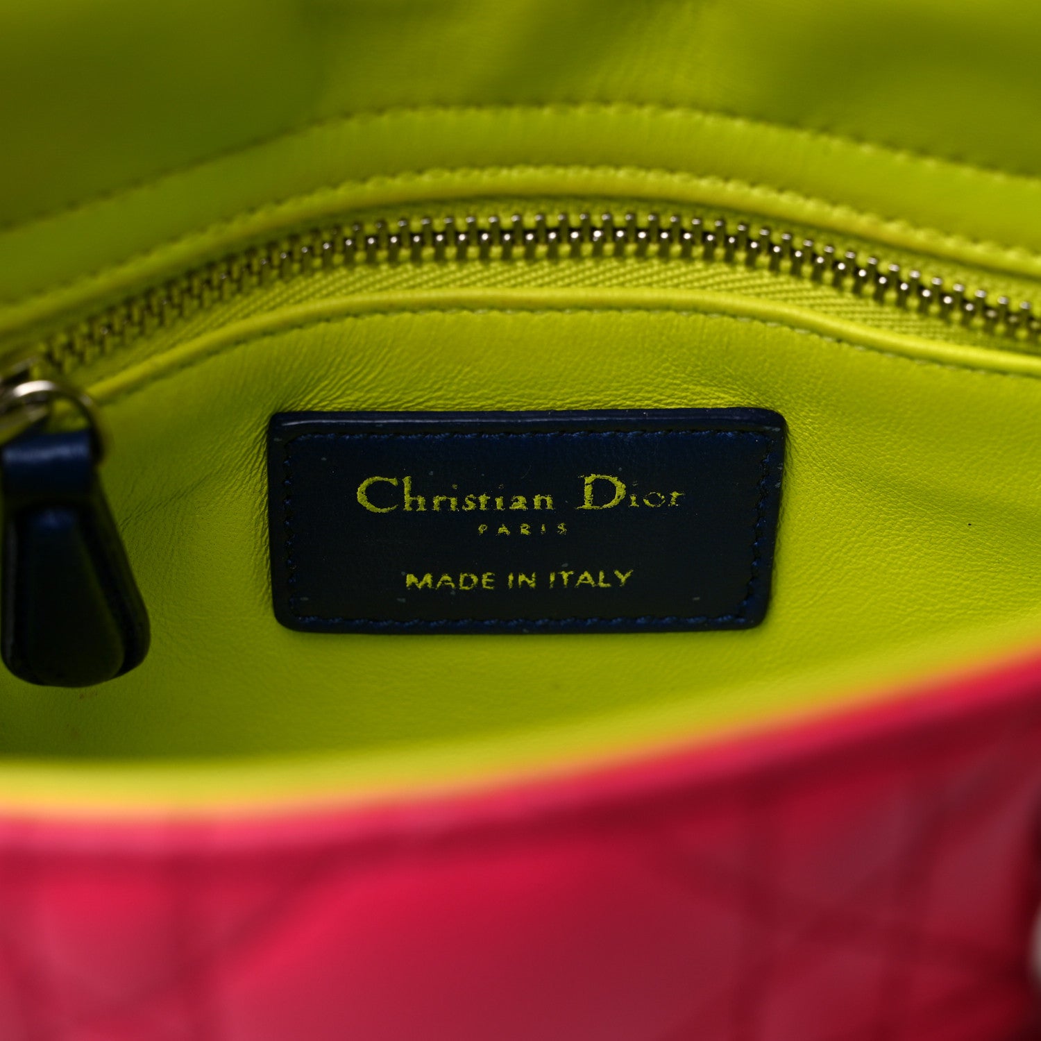 Christian Dior Lambskin Cannage Mini Tri-Color Lady Dior Pink Blue Yellow 6 of 9