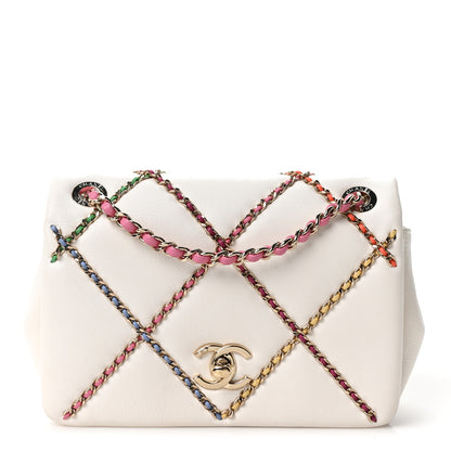 Chanel Lambskin Small Entwined Chain Flap White Multicolor 1 of 10
