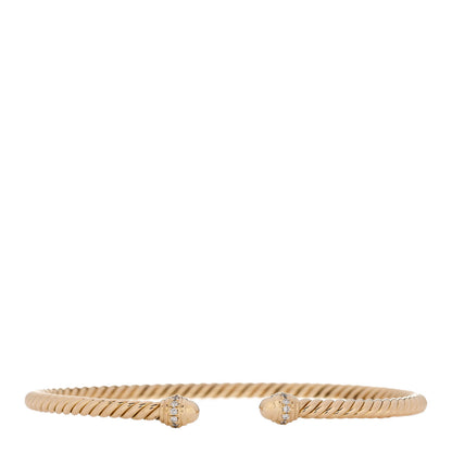 David Yurman 18K Yellow Gold Diamond 3mm Cablespira Bracelet 1 of 3