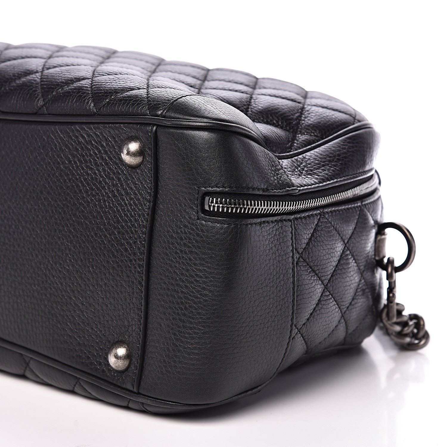 Chanel Calfskin Quilted Medium Airlines Round Trip Bowling Bag Black 9 of 11