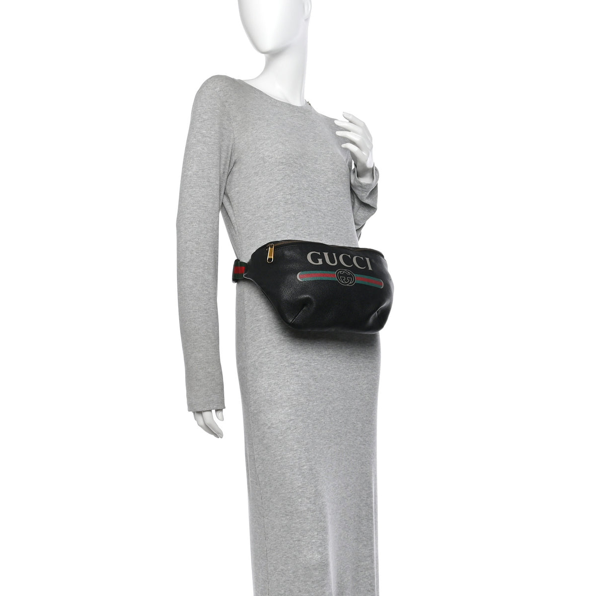 Gucci Grained Calfskin Logo Belt Bag Black 2 of 10