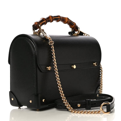 Gucci Calfskin Small Padlock Bamboo Shoulder Bag Black 3 of 11