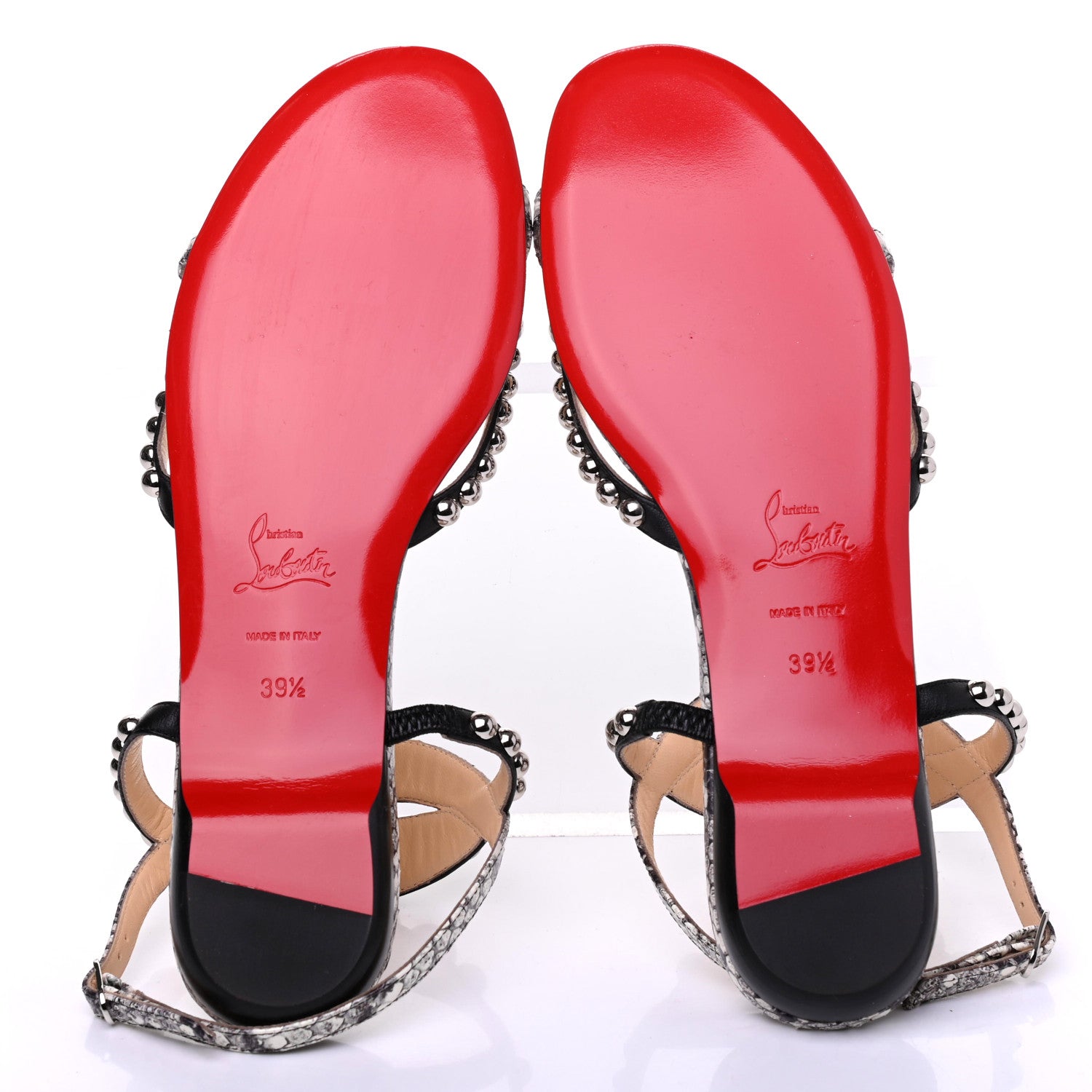 Christian Louboutin Nappa Watersnake Print Galeria Flat Sandals 39.5 Black 5 of 7