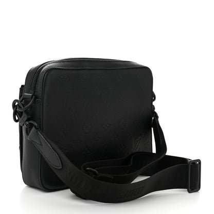 Louis Vuitton Calfskin Monogram Shadow Trio Messenger Black 3 of 9