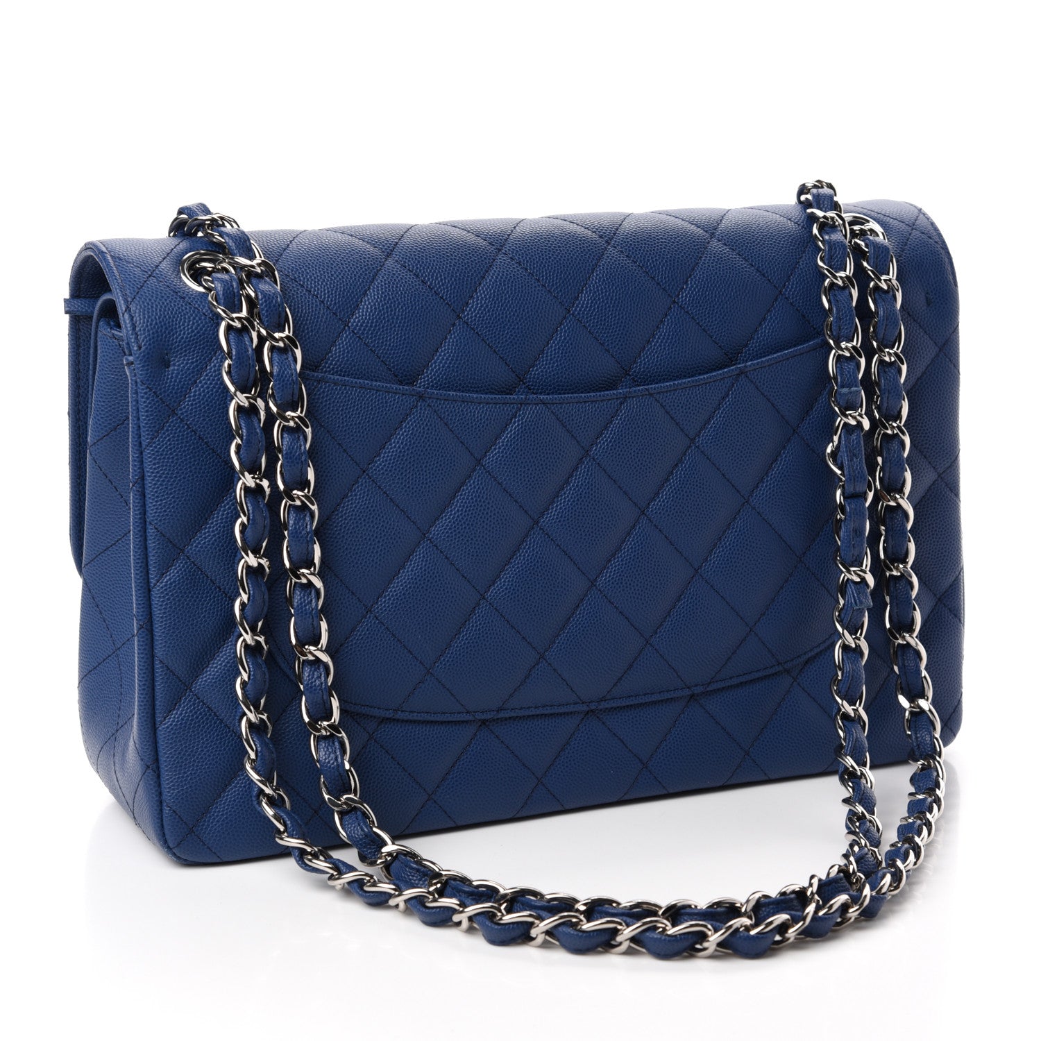 Chanel Caviar Quilted Jumbo Double Flap Blue 3 of 12