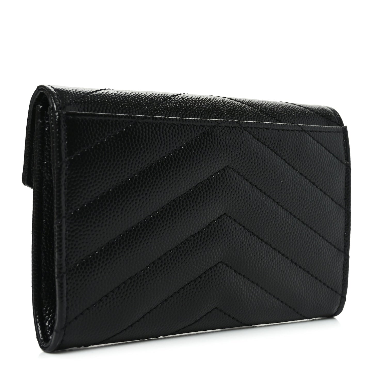 Grain De Poudre Matelasse Chevron Small Monogram Envelope Wallet Black