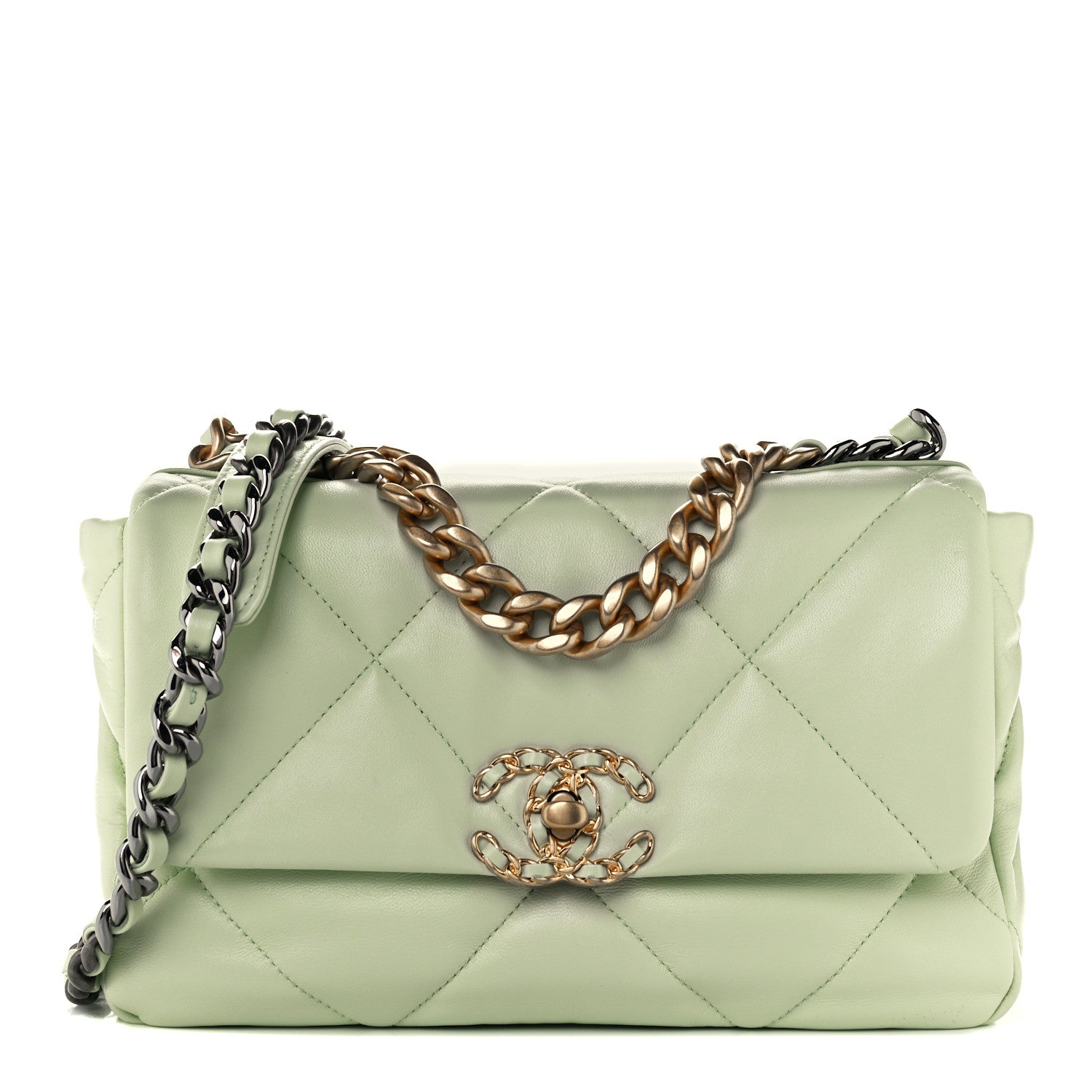 Chanel Lambskin Quilted Medium Chanel 19 Flap Light Green 1 of 11