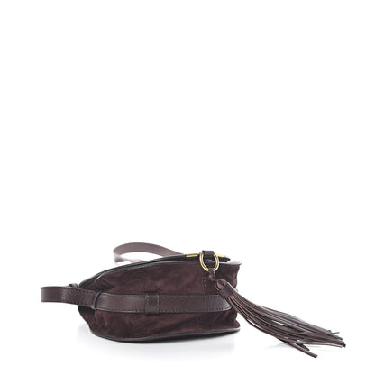 Chloe Suede Calfskin Braided Mini Marcie Round Crossbody Bag Carbon Brown 4 of 8