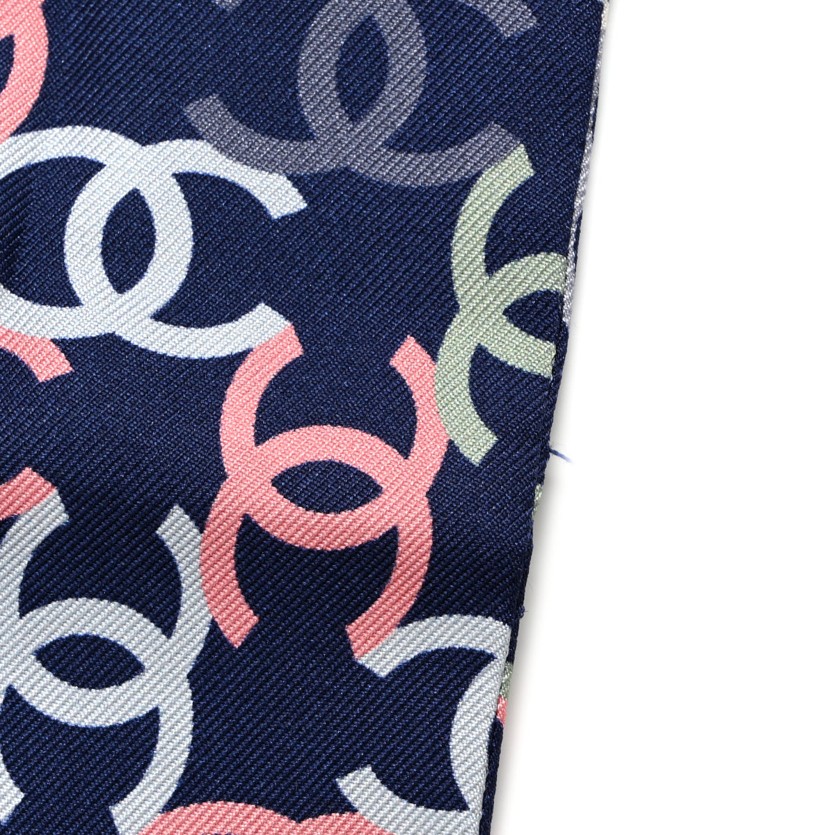 Chanel Silk CC Slim Bandeau Scarf Navy Multicolor 3 of 3
