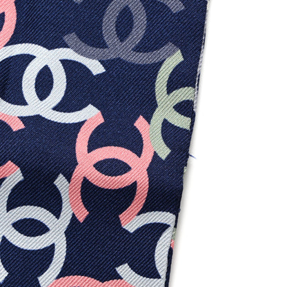 Chanel Silk CC Slim Bandeau Scarf Navy Multicolor 3 of 3