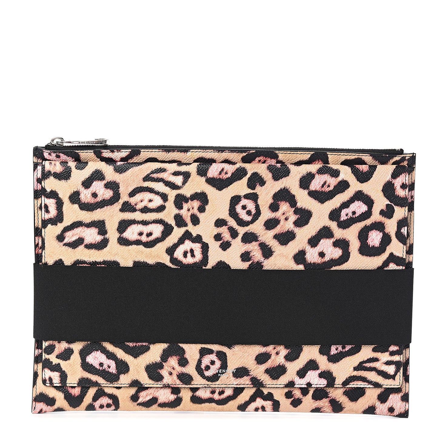 Coated Canvas Jaguar Print Large Pouch