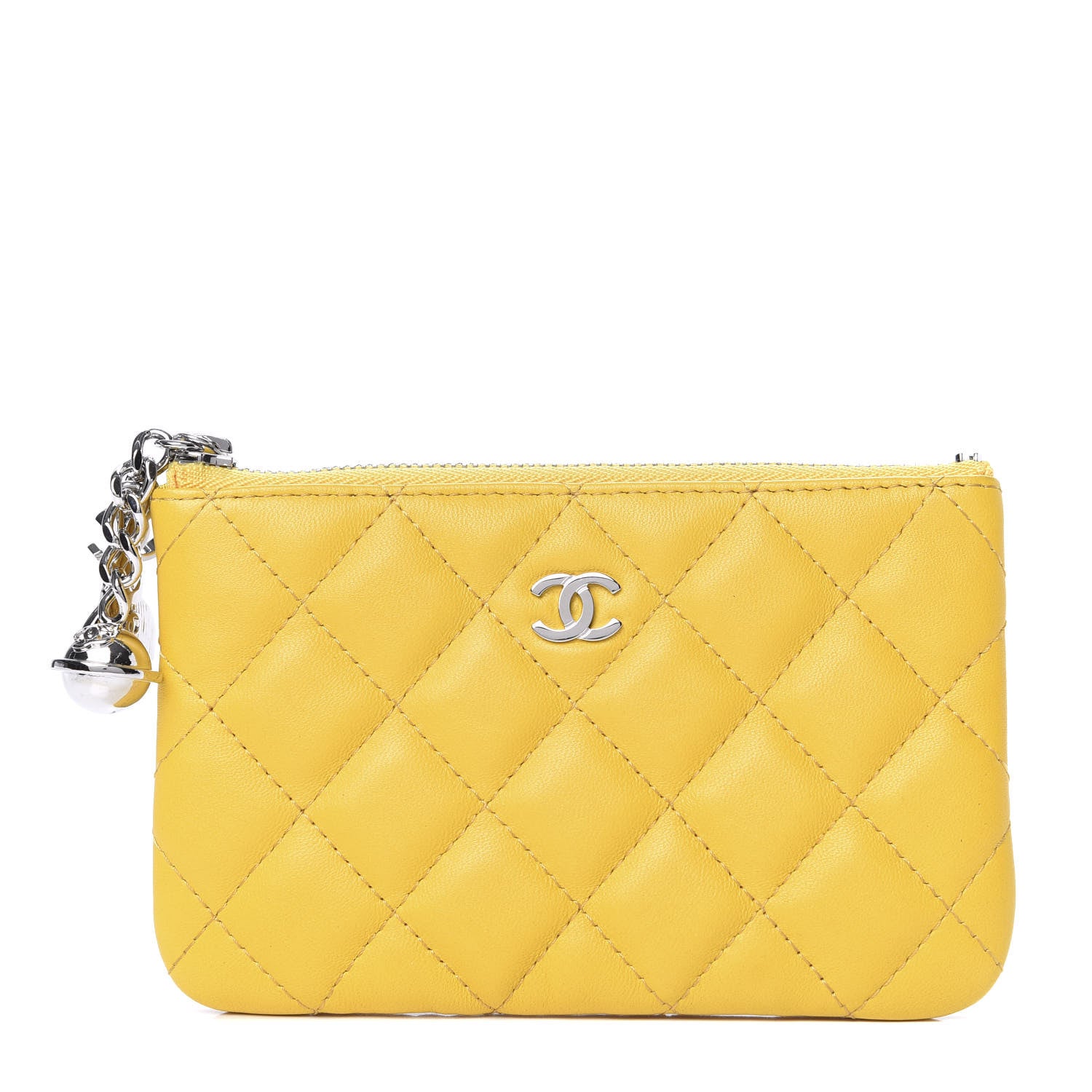 Chanel Lambskin Small Ground Control Cosmetic Case Yellow 1 of 7
