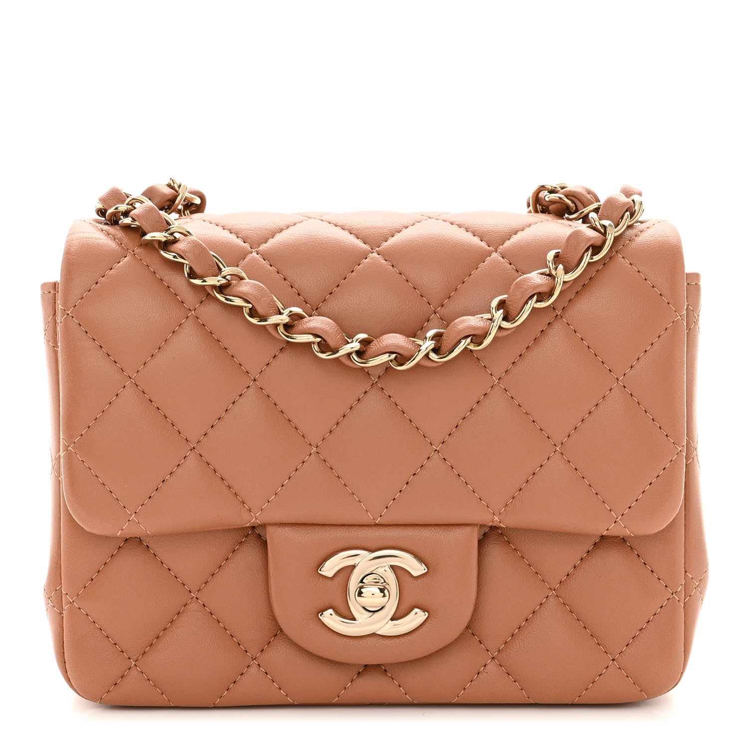 Chanel Lambskin Quilted Mini Square Flap Brown 1 of 11